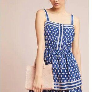 Maeve by Anthropologie Blue Oberlin Tiered Mini Dress US 14